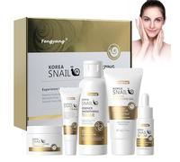 Fengyang® Coffret 5 Pcs Snail Facial Skincare, Set De Sérum A La Mucine D'escargot, Set De Soins Du Visage Pour Adolescentes, Améliore La Peau Abîmée Favorise L'élasticité