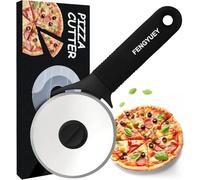 FENGYUEY Roulette Pizza [Original] - Coupe Pizza Couteau a Pizza Silicone et Lames Découpe Pizza Cutter Acier Inoxydable avec Couvercle de Protection | Noir