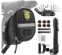 Fengzio Kit de réparation de vélo avec Sacoche de vélo avec Pompe à vélo et multitools 16 en 1 avec Outils d'urgence Kit de réparation de vélo Levier de Pneu avec Sacoche Kit de réparation de vélo en