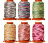Fenhaodian Ensemble de Six Fils de Machine à Coudre domestiques en Polyester coloré 500 mètres Couleur Arc-en-Ciel Petit Rouleau 402 Couture