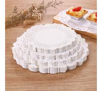 Fenhua Napperon Dentelle Blanc 100 Pièces Napperon Papier Rond Table De Papier De Bout Napperons Gâteau Papier Pad pour Décorations De Mariage De Fête