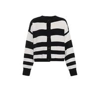 Fenia Cardigan en Tricot rayé Tendance en Acrylique Noir et Blanc Laine-Taille XL/XXL Sweater, Femme