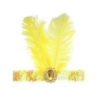 Fenisonavy Coiffe à Plumes 2 pièces Coiffe Bresilienne Plume Carnaval Style Années 20 Flapper Coiffure de Showgirl pour Femmes Accessoire de Carnaval et Fêtes Thématique (Jaune, 2 plumes)