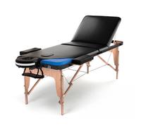 Fenixshop24-Table de Massage Professionnelle 3zone 180x56cm en Bois de hêtre Pliable et transportable Hauteur réglable Compris Sac de Transport lit de Massage pour physiothérapie,esthéticienne COD-02