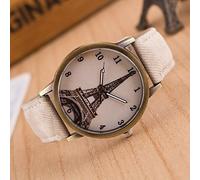 FENKOO Femme Montre Tendance Quartz Cuir Bande Tour Eiffel Noir/Blanc/Bleu/Rouge/Marron/Vert/Rose/Jaune Marque-