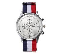 FENKOO Montre Unisexe Mouvement à Quartz Bracelet en Tissu Confortable Blanc/Bleu/Rouge, Blanc