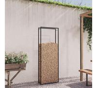 FENLAX Étagère à bois de chauffage, noir mat, 80 x 28 x 222 cm, en acier, aide à l'empilage pour bois de chauffage, extérieur, métal, étagère à bois de chauffage, étagère intérieure en métal