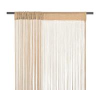 FENLAX Lot de 2 rideaux à fils 100 x 250 cm Beige Rideau de porte pour porte de terrasse, rideau de fenêtre, moustiquaire, séparateur de pièce, décoration de vitrine Rideau polyvalent
