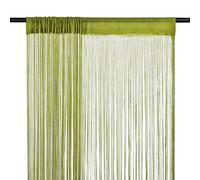 FENLAX Lot de 2 rideaux à fils - 100 x 250 cm - Vert - Pour porte de terrasse - Rideau de porte - Protection contre les insectes - Séparateur de pièce - Décoration de vitrine - Rideaux à fils