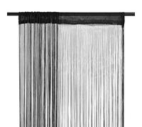 FENLAX Lot de 2 rideaux à fils 140 x 250 cm Noir Rideau de porte pour porte de terrasse, rideau de porte, moustiquaire de pièce, séparateur de pièce, décoration de vitrine Rideau polyvalent