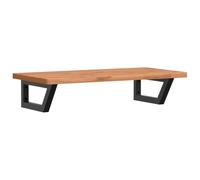 FENLAX Plateau de lavabo avec support mural trapèze 80 x 40 x 17,5 cm - Support d'étagère - Meuble de salle de bain - Étagère flottante - Support mural en bois de hêtre massif - Noir