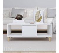 FENLAX Table Basse en Bois Blanc - 90 x 50 x 36,5 cm - D'Appoint, Centrale, de Salon, pour Canapé - Style Moderne