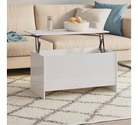 FENLAX Table Basse Réglable en Hauteur - Lift Top en Bois 102 x 55,5 x 52,5 cm - Blanc Brillant - Table de Salon Centrale d'Appoint