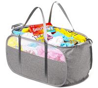 Fenlosi Panier à linge démontable indéchirable, avec poignées solides, facile à transporter et à monter et descendre les escaliers, maille nid d'abeille, respirant, facile à plier (1,5 charges)