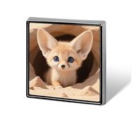 Fennec Broche carrée en forme de renard en alliage émaillé pour chapeau, chemise, vêtements, sacs