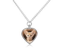 Fennec Collier urne en forme de renard dans une tanière pour chien, chat, cendres, cœur, animal domestique, souvenir de crémation, pendentif étanche, bijoux commémoratifs, cadeaux pour homme et femme