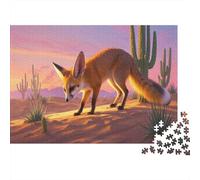 Fennec Fox Puzzle Puzzle 1000 Pièces Puzzle Adulte 1000 Pièces Puzzle en Bois Défi Jouets Cactus du désert Jeu Éducatif Cadeau Unique 1000pcs (75x50cm)