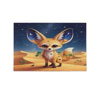 Fennec Puzzle en bois Renard aux oreilles étoilées dans le désert Parfait pour les nuits 500 pièces