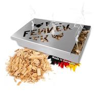 FENNEK Boîte de fumage pour saumon fumé par exemple - Environ 20 x 13 x 3 cm - En acier inoxydable résistant à la chaleur - Volume de 0,7 l - Transformez votre barbecue en fumoir, pour viande, poisson