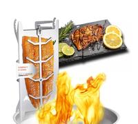 FENNEK Shorty Porte-saumon de petite taille, en acier inoxydable, pour braseros et barbecues, avec mécanisme de serrage spécial, pas de vis nécessaires, rotatif à 180 °, fabriqué en Allemagne