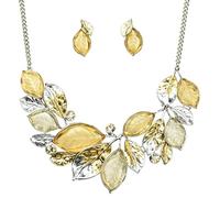 Fenni Jewelry Parure de bijoux vintage avec collier plastron et boucles d'oreilles en cristal, Large, Émail Cristal Métal, Cristal