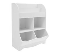 fennnds Étagère pour chambre d'enfant, rangement de jouets avec 4 compartiments de rangement et 2 compartiments ouverts, armoire à jouets ouverte pour chambre d'enfant, cadre blanc, 67 x 30 x 89,2 cm