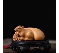 FENNYYAR Sculpture sur bois représentant un rat du zodiaque attirant la richesse, 7,8 cm, 7,6 cm, décoration pour la maison, le bureau, la richesse et la chance