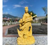 FENNYYAR Statue de déesse en buis sculptée à la main - Jiutian Xuannü équitation Phoenix, 12 cm, décoration d'intérieur