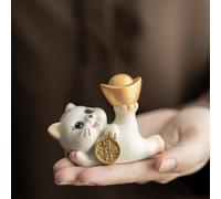 FENNYYAR Thé animal de compagnie en résine changeant de couleur, 8 cm / 3.2in, ensemble à thé Lucky Cat Accessoires Bureau Fortune Home Decor Ornements