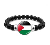 FENOHREFE Bracelet vintage en perles tissées multicouches avec drapeau de la Palestine, accessoires de bijoux, chaîne réglable pour femme, Verre
