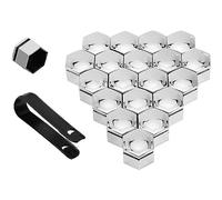 FENOQ 20 Pièces Voiture Cache Ecrou Roue pour Citroen DS7 DS4 C-Elysee, Capuchons D'écrou Hexagonal Couvre Écrous Pneu Boulon Couvre Antipoussière Protecteurs avec Outil Retrait,A/Silver-19mm