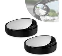 FENQURO 2 Pcs Rotatif Voiture Angle Mort Miroir sans Cadre Rond 360°Rotate HD Verre Auto-adhésif Convexe Vue Arrière Voiture Côté Miroir Angle Mort Extérieur pour Véhicules, Moto, Camions et SUV