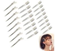 FENQURO 24 pcs pince cheveux, Pinces à Cheveux Professionnelles pour la Coupe de Style, Pinces à Cheveux Antidérapantes Sans Trace de Canard, Pinces de Coupe de Cheveux pour Salon Coiffeur