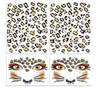 FENQURO 4 Pièces Autocollant Face Art Tatouage Facial Amovible, Tatouage Temporaire, Autocollants de Maquillage, Autocollants de Festival, Peinture pour le Visage Pour Carnaval Halloween