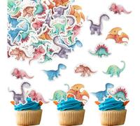 FENQURO 50 PCS Dinosaure Décoration de Gâteau, Decoration Cupcake Toppers, Cupcake Décoration de Gâteau en Papier pour Gâteaux d'anniversaire, Mariage, Fête, Enfants Fête d'anniversaire