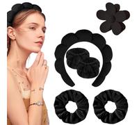 FENQURO 6 pcs bandeau cheveux femme Bandeau Spa pour le Lavage du Visage Set de Poignets éponge doux en Tissu éponge pour le Maquillage et Les Soins de la Peau Bandeau Antidérapant pour les Femmes