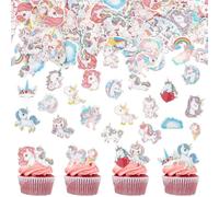 FENQURO 80 Pièces Décoration Muffin Licorne, Licorne Cupcake Décoration, Cupcake Topper Gâteau Décoration, Licorne Thème Gâteau Fête Décoration pour Enfants Filles Anniversaire