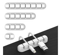 FENQURO Clips Câble Organisateur Bureau, Lot de 4, Range Câbles Silicone Fixe Câble Adhésif Attache-Câble Rangement Cordon de Bureau pour Câbles de Chargeur/Souris/Écouteur/Téléphone