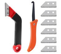 FENQURO Grattoir à Joints, Lot de 9 Grattoirs Joints Carrelage avec 7 Lames de Rechange et 1 Scie Coudée, Grattoir Rasoir Nettoyage pour Carrelage, Grattoir a Dejointer Carrelage