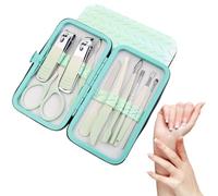 FENQURO Kit Manucre Pedicure, 10 pcs Ensemble de Coupe-Ongles Professionnel, Coupe-Cuticule en Acier Inoxydable, Kit de Manucure de Pédicure avec Boîte de Voyage et Maison Exquise (vert)