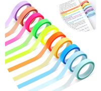 FENQURO Lot de 10 rouleaux de notes autocollantes transparentes, bandes adhésives fluorescentes, petits surligneurs, ruban adhésif pour notes, livres(0,7cm X 5m)