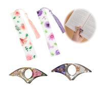 FENQURO Lot de 4 marque-pages en résine de fleurs séchées porte-page de livre à fleurs transparentes faits à la main avec pompon mignon accessoires de livre cadeau pour les amateurs de lecture
