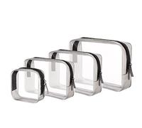 Fenrad 4 Pièces Trousse de Toilette Transparente, Pochette Transparente Voyage pour Le Transport de Liquides, Trousse Avion pour Femmes & Hommes (Petit, Moyen, Grand, XL)