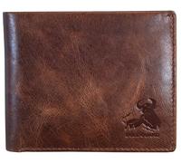 FENRIR Bull Guard Mens RFID Blocking Bifold Wallet Soft Genuine Leather Brown Western