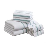 Fenrir Comfort Spaces Cotton 8 Piece Bath Towel Set Striped Ultra Soft Hotel Quality Quick Dry Absorbent Bathroom Shower Hand Face Washcloths Assorted Sizes Aqua