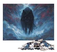 Fenrir Le Loup Noir Puzzles en Bois Adultes 500 Pièces Jeu De Défi Familial Cadeaux d'anniversaire pour Jeux ÉduChatifs Décoration Intérieure Stress Relief Toy 500pcs (52x38cm)
