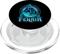 Fenrir Loki's Son, Loup Viking Lune Azur avec Runes Nordiques PopSockets PopGrip pour MagSafe