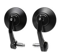 FENRIR (Non Homologué) Rétroviseur Moto Embout De Guidon Rond Noir CNC Alliage d'aluminium forgé Anti-éblouissement Conception anti-tremblement Pour Roadster Sporive Scooter Custom Heritage 801-0028
