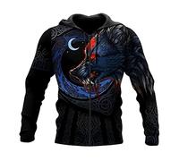 Fenrir Wolf Moon 3d Pilatrice réaliste imprimé Sweat à capuche Viking Men Fall Harajuku Sweat-shirt de veste zip