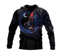 Fenrir Wolf Moon 3d Pilatrice réaliste imprimé Sweat à capuche Viking Men Fall Harajuku Sweat-shirt de veste zip